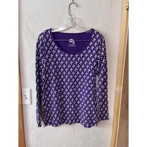 Paisley Park Purple Symbol Print Long Sleeve Top Size Small